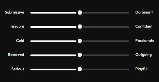 Joi AI Personality Sliders