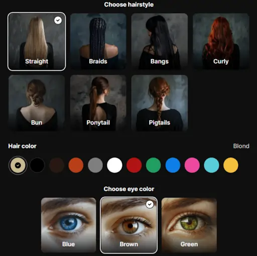 Lovescape AI Avatar Customisation
