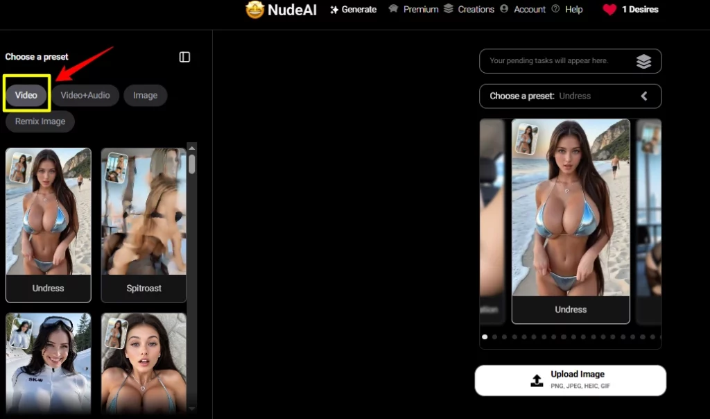 Nudeai.fun Magic Undress Video Generator